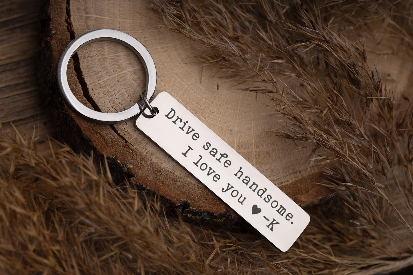 Drive Safe Handsome Keychain with Initial for Boyfriend or Husband, Gift for Passing Driving Test, Keyring for New Driver, Gift for Him, C.2