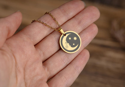 Crescent Moon Necklace for Daughter, Ready to Gift Inspiring and Motivating Birthday Jewelry Gift from Father, Mother, Parents, Keep Shining