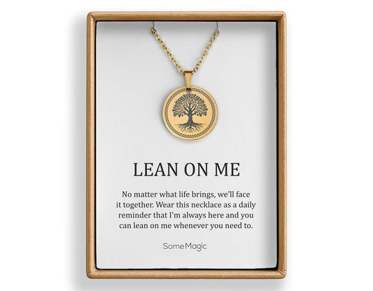 Lean On Me, Tree Of Life Necklace, Gift for Daughter from Mom or Dad, Ready to Gift Inspiring and Motivating Birthday Jewelry from Father
