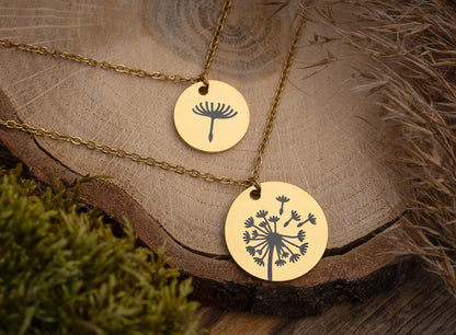 Dandelion and Seed Mother Daughter Necklace Set on Gift Card - The Love Between Mother and Daughter is Forever, Daughter Birthday Gift C.101