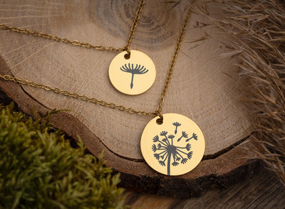 Mother Daughter Necklace Set - Dandelion & Seed Charms on Gift Card - The Love Between Mother and Daughter is Forever, Birthday Gift, C.101