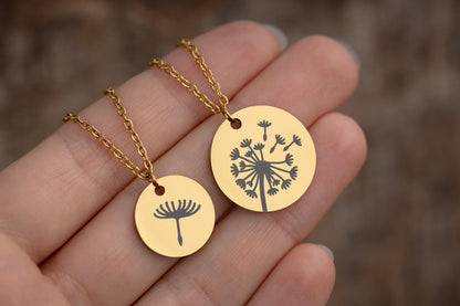 Mother and 2 Daughters Dandelion & Seed Necklace Set on Gift Card - The Love Between Mother and Daughters is Forever, Birthday Gift, C.102