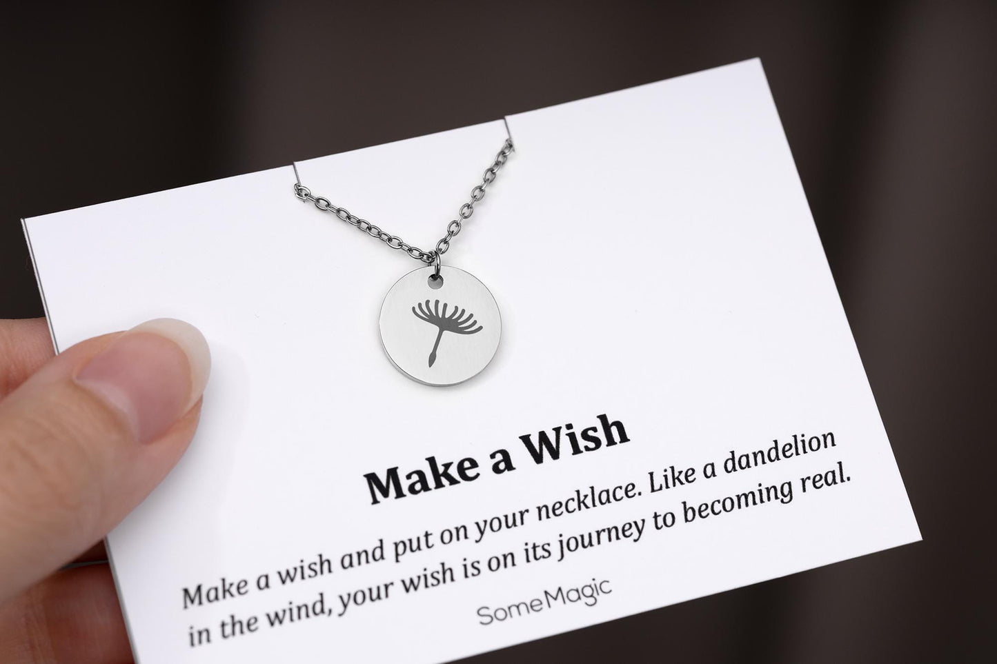 Gift for Daughter - Make a Wish Dandelion Seed Necklace - Daughter Birthday Gift from Mom, Dad or Parents - Jewelry on a Gift Card, C.103