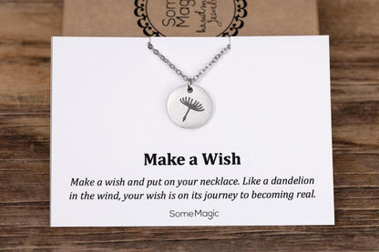 Gift for Daughter - Make a Wish Dandelion Seed Necklace - Daughter Birthday Gift from Mom, Dad or Parents - Jewelry on a Gift Card, C.103