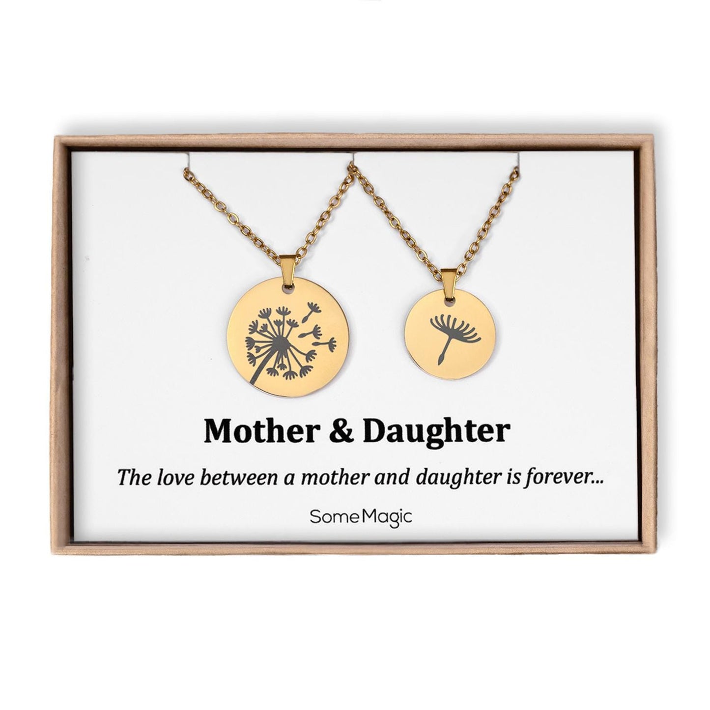 Set of 2 Dandelion Necklaces for Mother Daughter - The Love Between Mother and Daughter is Forever Gift Card - Daughter Birthday Gift, C.101