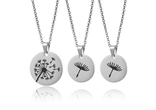 Set of 3 Dandelion Necklaces for Mother and 2 Daughters with Card: The Love Between Mother and her Daughters is Forever, Birthday Gift C.102