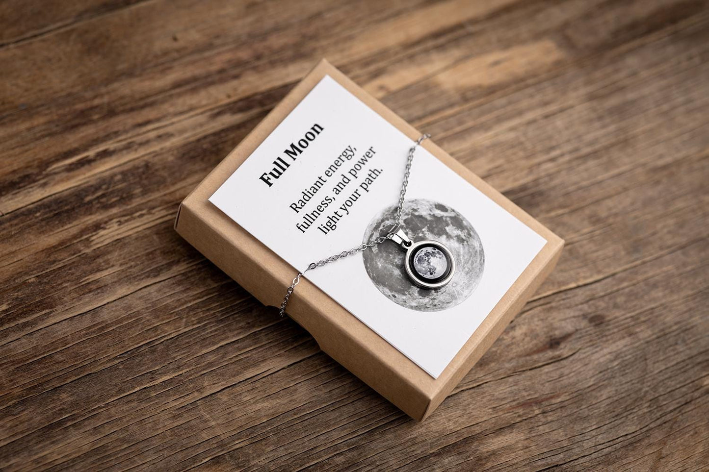 Moon Phase Necklace with Custom Back Engraving and Adjustable Chain, Stainless Steel Silver Teen Jewelry, Sweet 16 Birthday Gift For Her