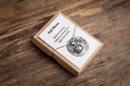 Moon Phase Necklace with Custom Back Engraving and Adjustable Chain, Stainless Steel Silver Teen Jewelry, Sweet 16 Birthday Gift For Her