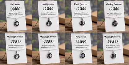 Waxing Gibbous or Any Moon Phase Necklace - Personalized Pendant with Optional Back Engraving and Adjustable Chain - Birthday Gift
