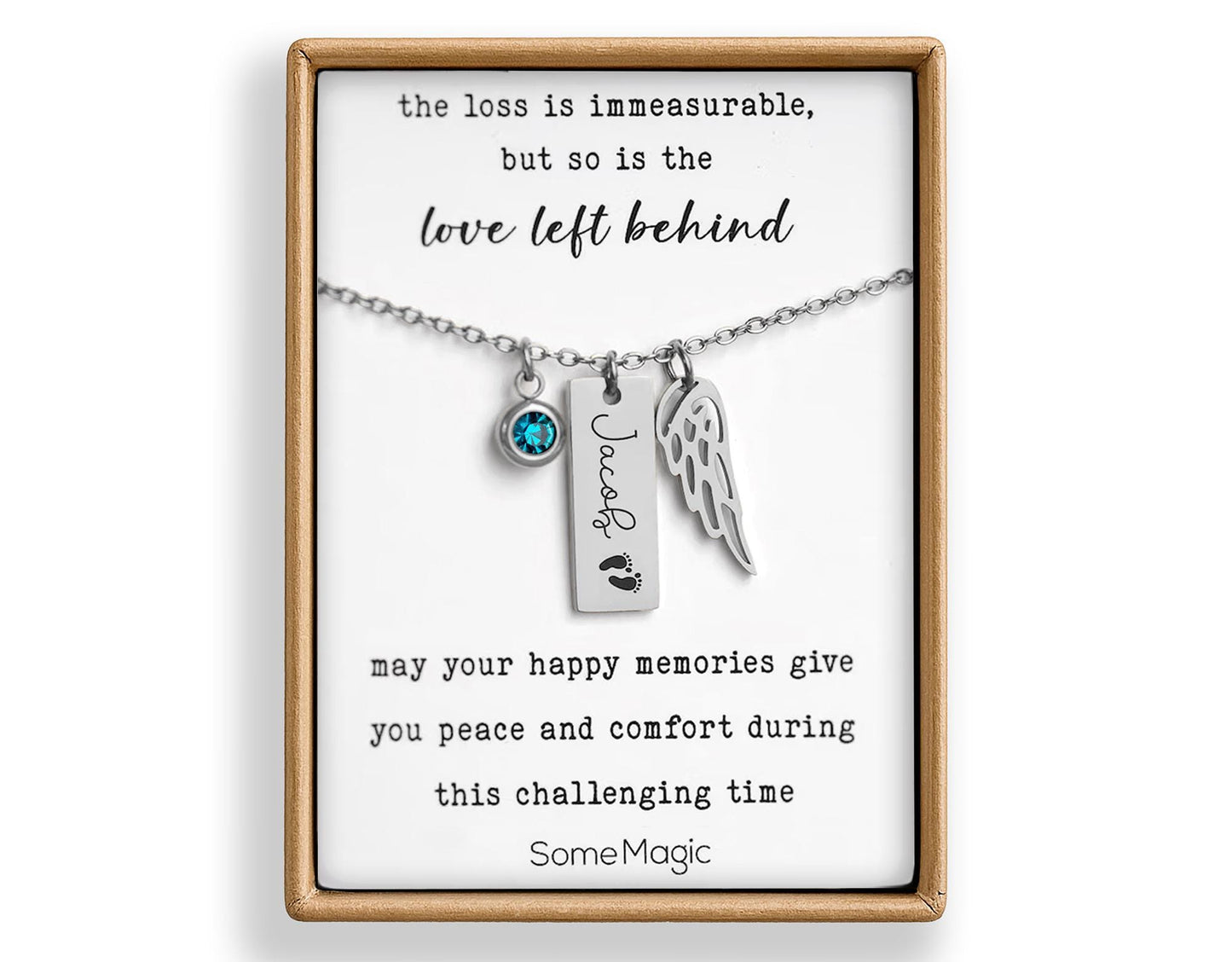 Sympathy Gift for Baby Loss - Memorial Necklace with Angel Wing & Birthstone, Miscarriage or Stillborn Remembrance Jewelry, Grief Gift, KP.5