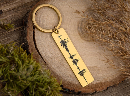 Personalized Heartbeat Keychain - Baby Cardiogram or Soundwave Keyring, Memorial Heartbeat Keepsake, Custom Engraved New Daddy Gift, C.2