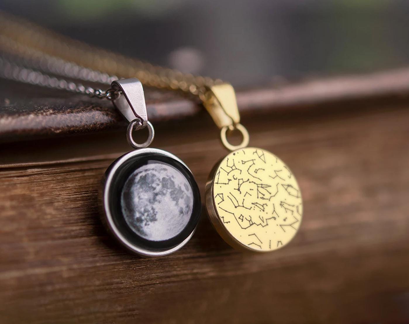 Personalized Star Map and Moon Phase Necklace, Jewelry Birthday Gift for Women, Personalized Gift for Her, Anniversary Necklace, KP.7
