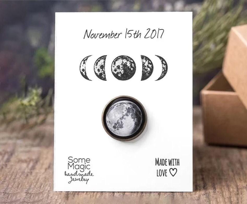 Custom Moon Phase Lapel Pin, Birthday Gift For Men, Boyfriend Gift, Custom Birth Moon, Personalized Jewelry Gift For Him, Lunar Pin, SA.1