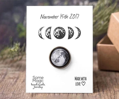 Custom Moon Phase Lapel Pin, Birthday Gift For Men, Boyfriend Gift, Custom Birth Moon, Personalized Jewelry Gift For Him, Lunar Pin, SA.1