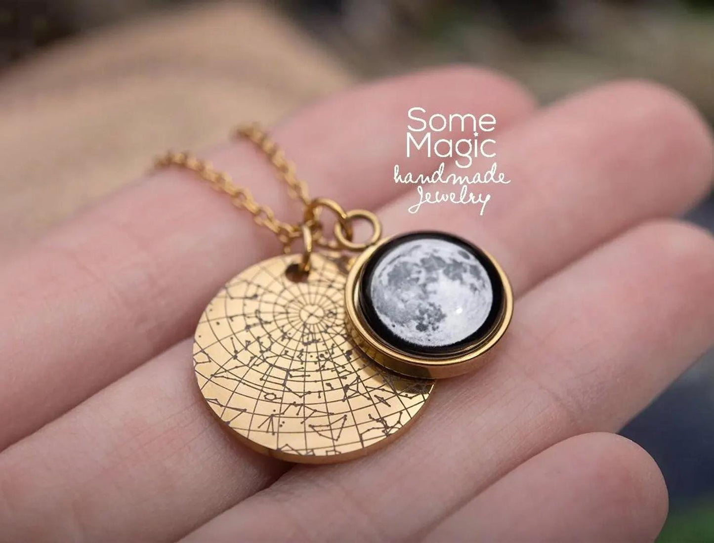 Personalized Moon Phase and Star Map by Date Necklace, Mother's Day Gift for Mom, Birthday Gift for Daughter, Custom Birth Jewelry, KP.7