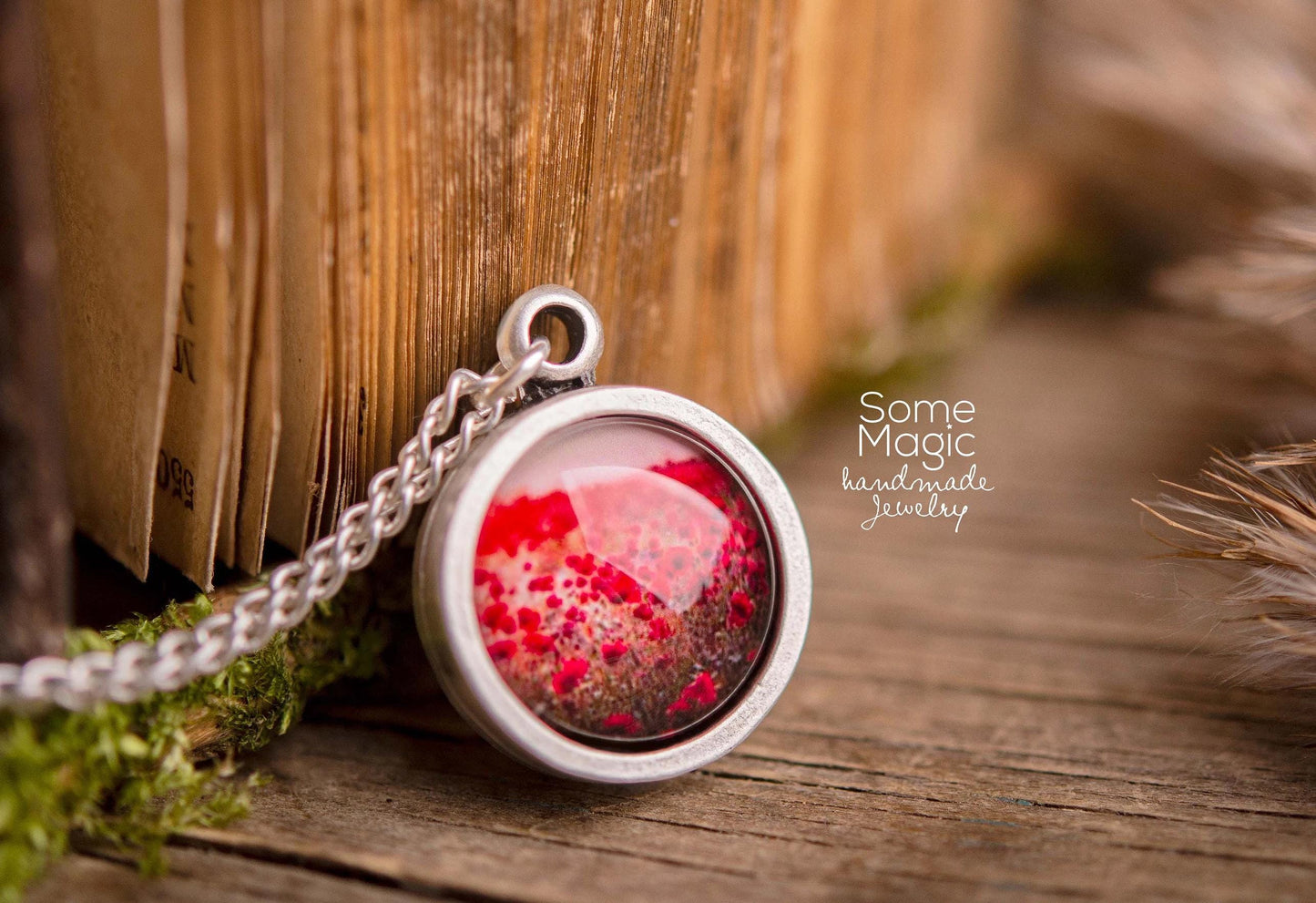 Poppy Field Necklace, Poppy Pendant, Poppy Jewelry, Silver Necklace, Silver Jewelry, Nature, Poppy Necklace, Mum Birthday Gift, KP.1