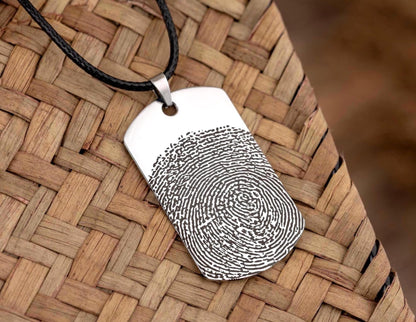 Memorial Fingerprint Necklace for Men, Thumbprint Keepsake Pendant for Him, Personalized Son Grief Gift, Loss of Mother or Father, KP.2/C.2