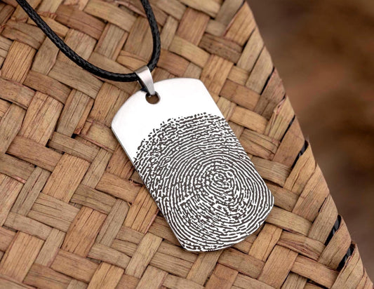 Memorial Fingerprint Necklace for Men, Thumbprint Keepsake Pendant for Him, Personalized Son Grief Gift, Loss of Mother or Father, KP.2/C.2