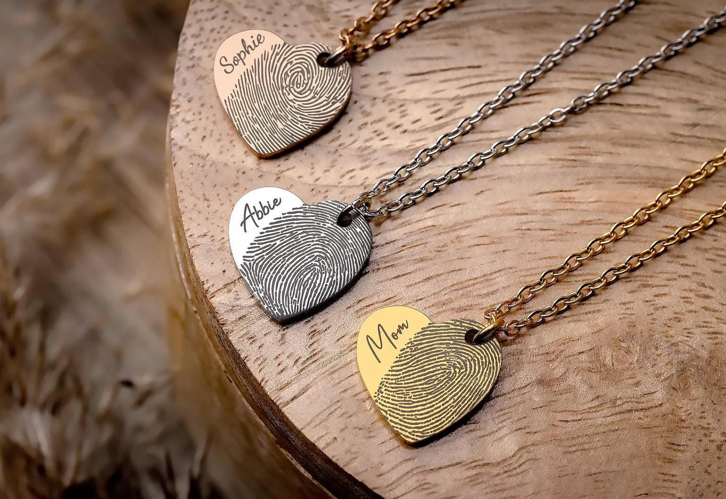 Loss of Mother Keepsake Heart Necklace with Actual Fingerprint and Angel Wing, Personalized Memorial Sympathy Jewelry Gift for Her, KP.2