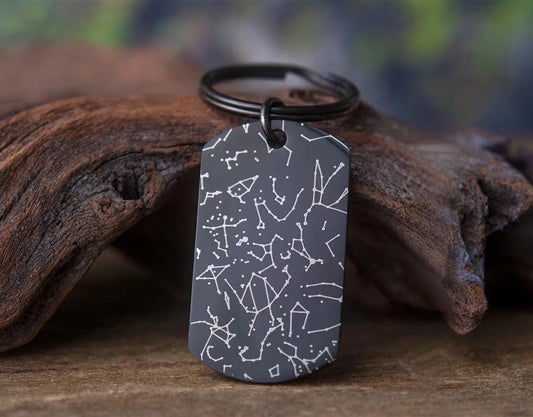 Custom Star Map by Date Keychain, Engraved Personalized Keyring, Birthday Gift for Men, Him, Father, Dad, Husband, Fiancée, Boyfriend, RP.2