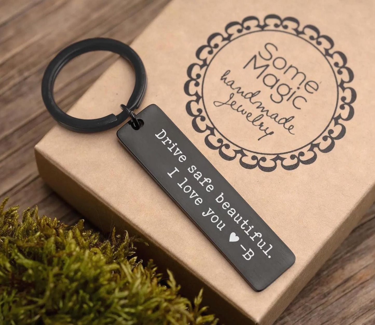 Drive Safe Beautiful Keychain with Initial for Girlfriend or Wife, Gift for Passing Driving Test, Keyring for New Driver, Gift for Women C.2
