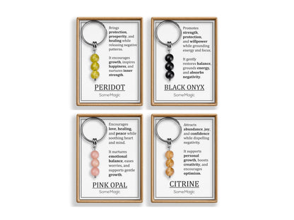 Amethyst Gemstone Keychain - Genuine Mineral Crystal Purple Keyring with Meaning Card and Gift Box, Balance, Clarity & Protection Gift, MGM