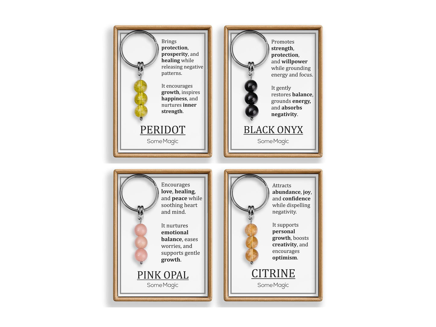Citrine Gemstone Keychain - Mineral Crystal Yellow Keyring with Meaning Card and Gift Box, Abundance, Joy and Confidence Gift, MGM