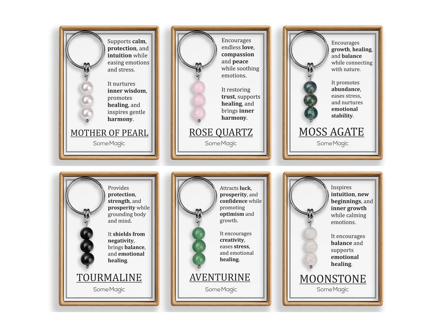 Peridot Gemstone Keychain - Genuine Mineral Crystal Green Keyring with Meaning Card and Gift Box, Happiness and Protection Gift, MGM