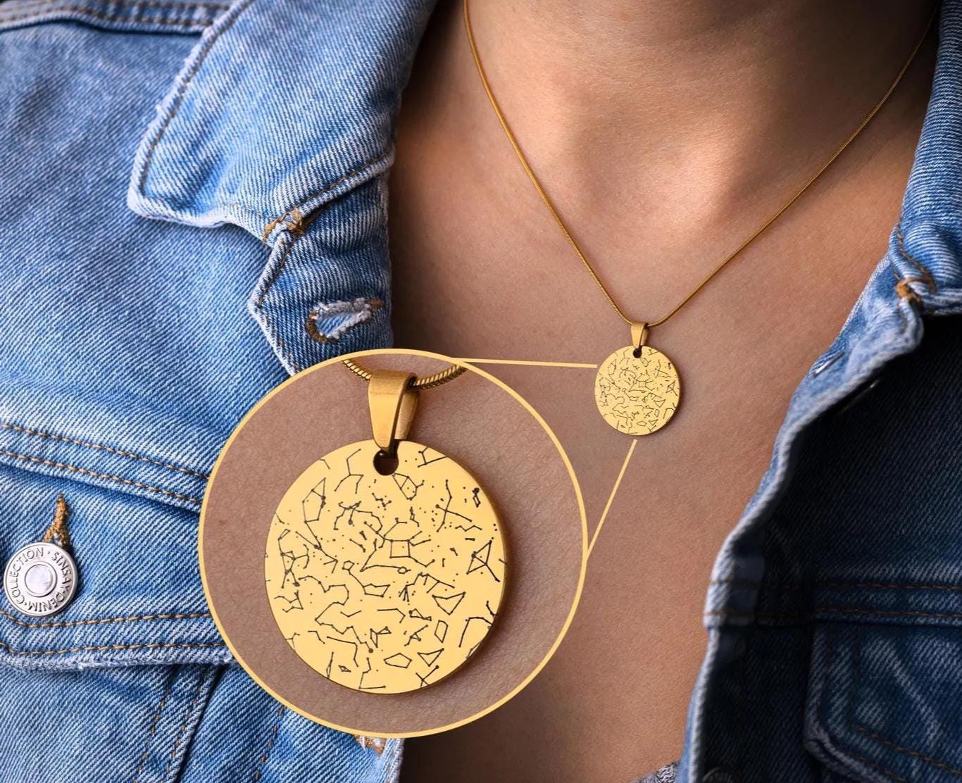 Personalized Star Map by Date Necklace with Gift for Wife, Custom Engraved Jewelry for Her, Anniversary or Birthday Gift for Women, RP.2