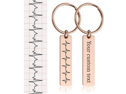 Personalized Heartbeat Keychain - Baby Cardiogram or Soundwave Keyring, Memorial Heartbeat Keepsake, Custom Engraved New Daddy Gift, C.2