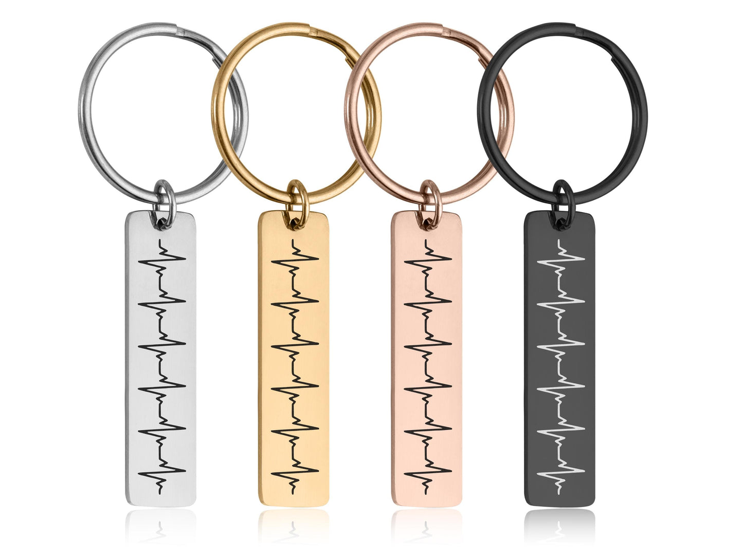 Personalized Heartbeat Keychain - Baby Cardiogram or Soundwave Keyring, Memorial Heartbeat Keepsake, Custom Engraved New Daddy Gift, C.2