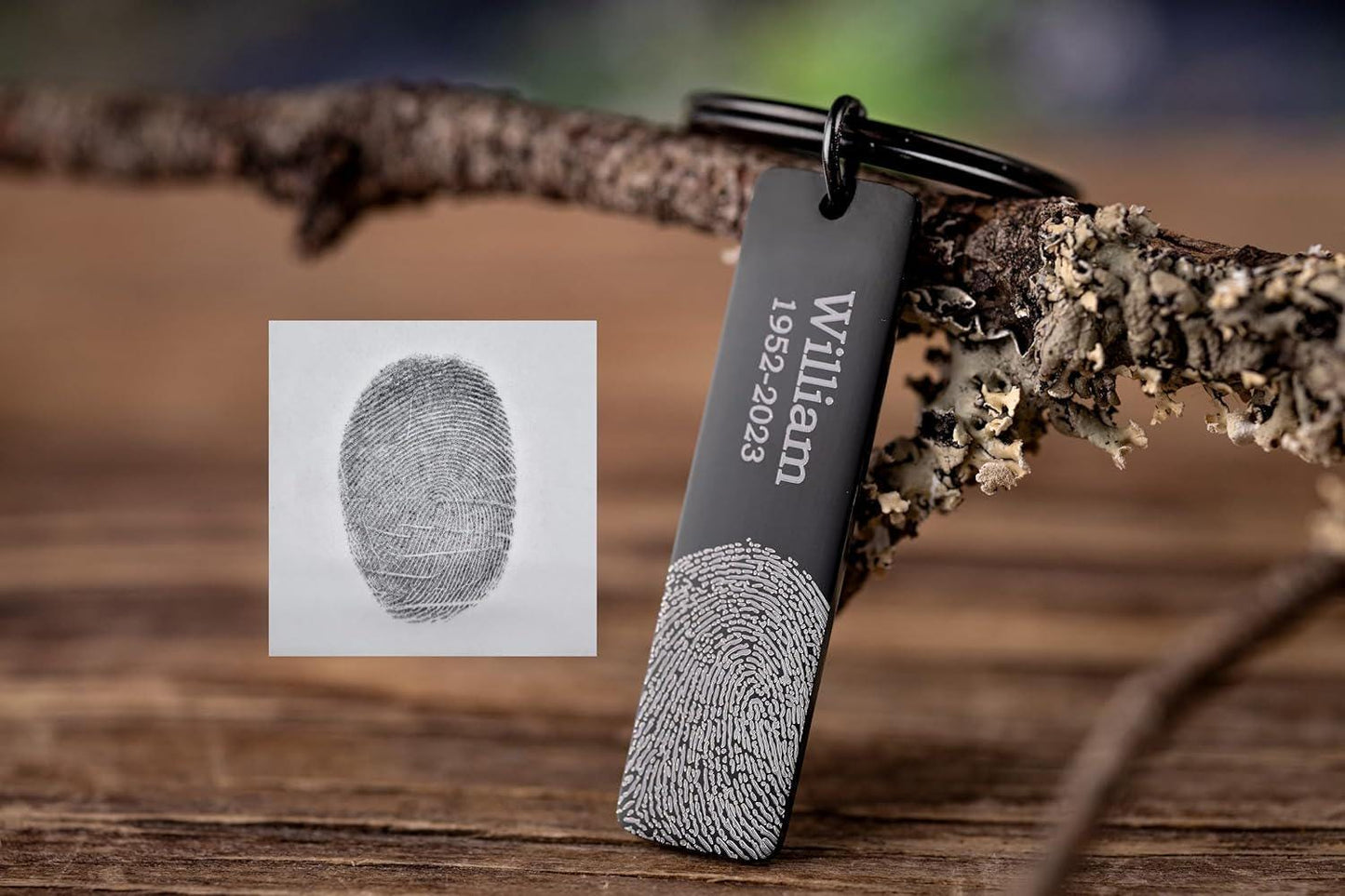Actual Fingerprint and Handwriting Memorial Keychain, Laser Engraved Custom Signature Keyring, Personalized Grief Gift with Inscription, C.2