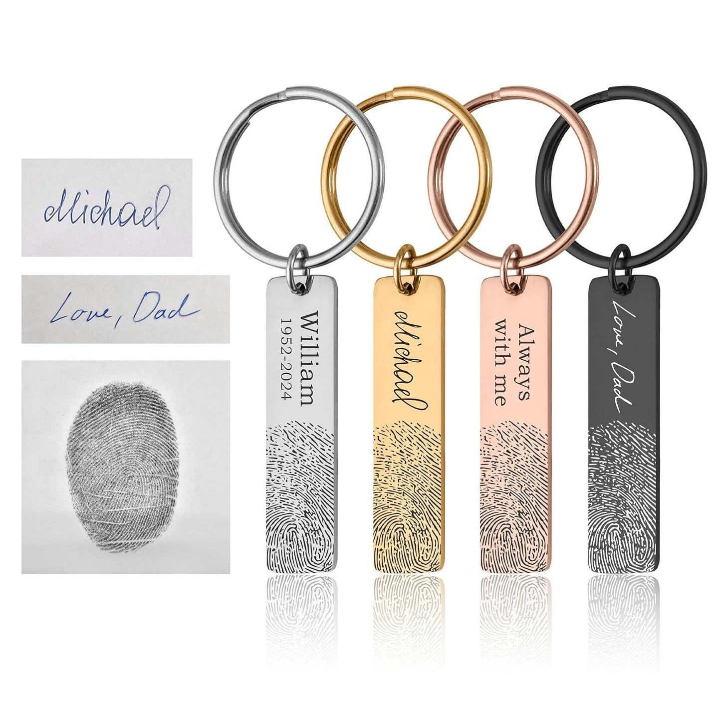 Custom Fingerprint and Handwriting Memorial Keychain, Loss of Mother or Father Bereavement Gift, Personalized Sympathy or Grief Keepsake C.2