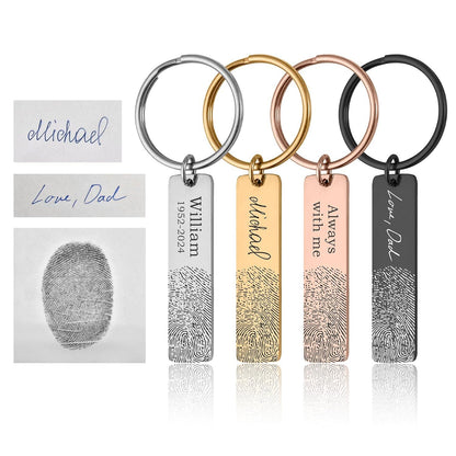 Custom Fingerprint and Handwriting Memorial Keychain, Loss of Mother or Father Bereavement Gift, Personalized Sympathy or Grief Keepsake C.2