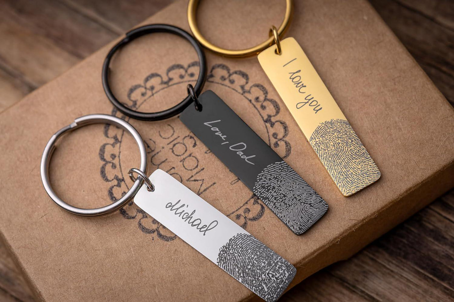 Memorial Fingerprint and Handwriting Keychain Funeral Gift, Laser Engraved Custom Signature Keyring, Personalized Grief Keepsake, C.2
