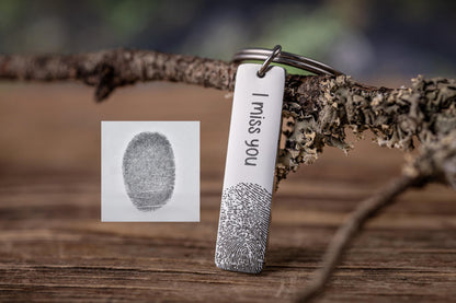 Custom Fingerprint and Handwriting Memorial Keychain, Loss of Mother or Father Bereavement Gift, Personalized Sympathy or Grief Keepsake C.2
