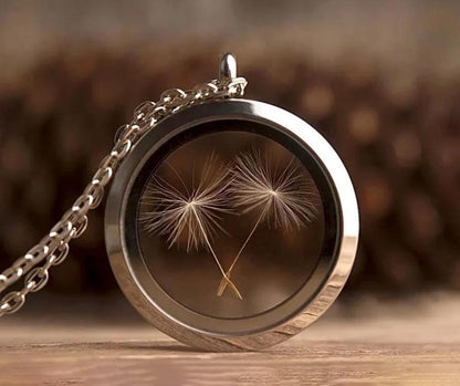 Dandelion Seed Necklace, Dandelion Jewelry for Her, Floating Locket Amulet, Pendant for Women, Anniversary or Birthday Gift For Her, KP.1