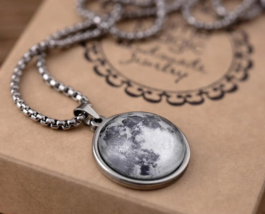 Moon Phase Necklace for Men - Personalized Anniversary Gift for Him - Custom Moon Jewelry - Birthday Gift for Boyfriend - Husband Gift, RP.1