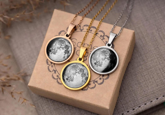 Custom Moon Phase Necklace for Women - Personalized Birthday or Anniversary Gift for Her - Engraved Date, Name, or Initial on the Back, KP.7