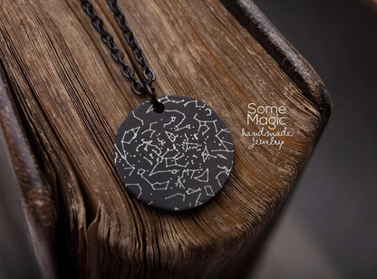 Personalized Star Map Necklace, Custom Engraved Gift For Him, Star Chart Men or Women Necklace for Wedding, Birthday or Anniversary, KP.4