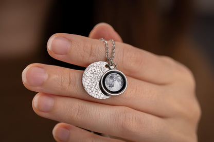 Personalized Moon Phase and Star Map by Date Necklace, Mother's Day Gift for Mom, Birthday Gift for Daughter, Custom Birth Jewelry, KP.7