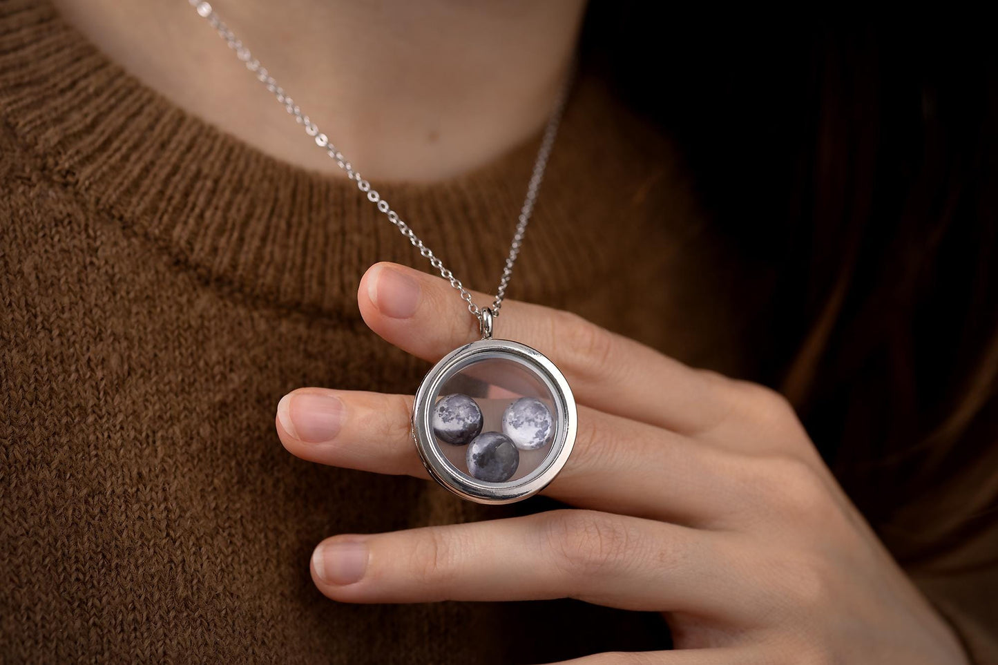 Custom Moon Phase Necklace Locket, Mother's Day Gift For Mom, Anniversary Birthday Gift For Women, Personalized Gift For Her, Wife, KP.9