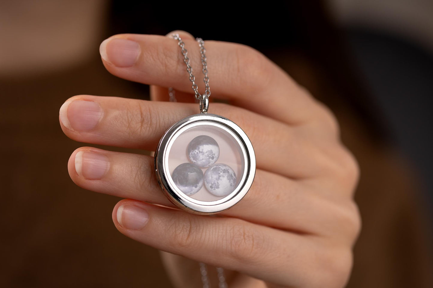 Custom Moon Phase Necklace Locket, Mother's Day Gift For Mom, Anniversary Birthday Gift For Women, Personalized Gift For Her, Wife, KP.9