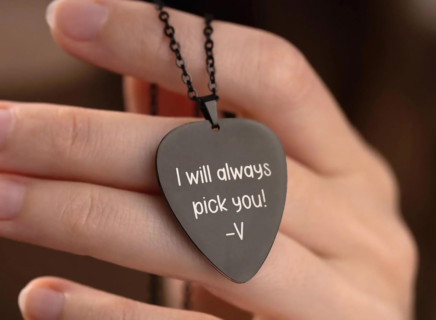 Custom Guitar Pick Necklace with Engraving - Gift For Musician or Music Lover, Personalized Gift for Boyfriend or Girlfriend, KP.2/C.2