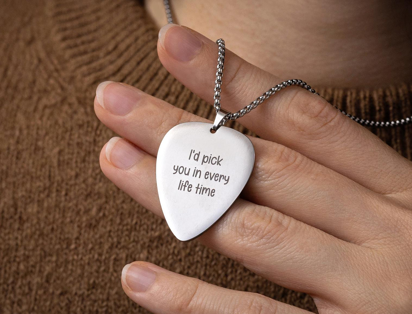 Custom Engraved Guitar Pick Necklace - Gift For Musician or Music Lover, Personalized Birthday Gift for Boyfriend or Girlfriend, KP.2/C.2