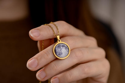 Custom Birth Moon Phase Necklace, Mother's Day Gift For Mom, Personalized Jewelry Birthday Gift For Women, Anniversary Gift For Her, KP.7