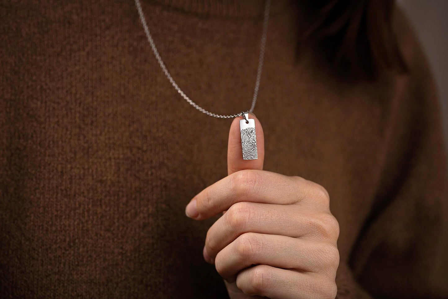 Fingerprint Memorial Necklace for Men or Women, Keepsake Pendant for Him or Her, Grief Gift, Loss of Mother or Father, Dad or Mom, KP.2/C.2