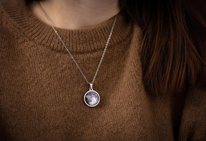 Custom Moon Phase Necklace for Women - Personalized Birthday or Anniversary Gift for Her - Engraved Date, Name, or Initial on the Back, KP.7