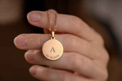 Custom Moon Phase Necklace with Name or Initial Engraved on the Back, Personalized Birthday Gift for Women, Anniversary Gift for Her, KP.7