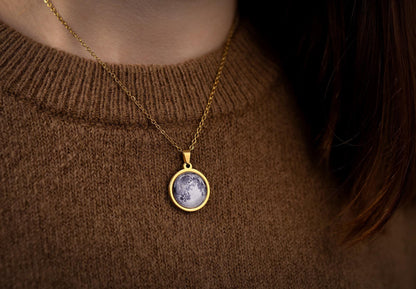 Custom Moon Phase Necklace with Name or Initial Engraved on the Back, Personalized Birthday Gift for Women, Anniversary Gift for Her, KP.7